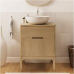 Mob - in - ensemble meuble simple vasque 60 cm ch�ne naturel + vasque