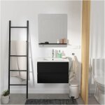 Mob - in - ensemble meuble simple vasque noir carbone 60cm + vasque + miroir