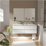 Mob - in - ensemble meuble double vasque blanc 120cm + vasque + 2 miroirs Mob - in - ensemble meuble double vasque blanc 120cm + vasque + 2 miroirs
