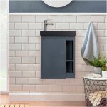 Mob - in - meuble lave - mains suspendu hampton avec vasque en r�sine noir