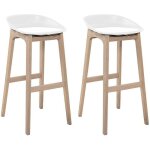 Mob - in - lot de chaises d'îlot et bar en chêne et assise plastique 65cm Mob - in - lot de chaises d'îlot et bar en chêne et assise plastique 65cm