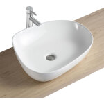 Mob - in - vasque  poser galet en cramique blanche 56x45cm