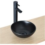 Mob - in - vasque lave - mains � poser ronde en c�ramique noir 26cm