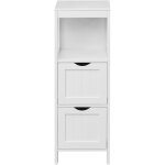 Mobili rebecca - rebecca mobili armoire  colonnes armoire de salle de bains en bois blanc avec 2 tiroirs ...