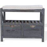 Mobili rebecca - rebecca mobili banc banquette assise 2 tiroirs bois gris shabby chic 43x65x34