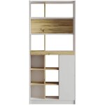 Mobili rebecca - biblioth�que rebecca mobili balal 170x75, 5x25 panneau de particules blanc ch�ne clair ...