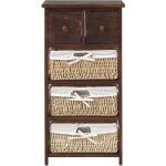 Mobili rebecca - rebecca mobili commode table de chevet 5 tiroirs bois marron country 80x40x27