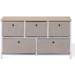 Mobili rebecca - rebecca mobili meuble de rangement bas chiffonier  5 tiroirs en metal et tissu blanc ...
