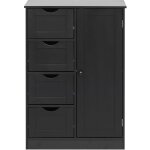 Mobili rebecca - rebecca mobili meuble de salle de bain avec 4 tiroirs et 1 porte en bois noir armoire ...