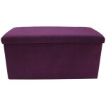 Mobili rebecca - pouf repose - pieds rangement violet coton 38x76x38