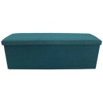 Mobili rebecca - rebecca mobili repose - pieds pouf banc de rangement coton turquoise 37x110x38