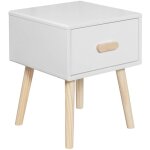 Mobili rebecca - table de chevet cassia 44x35x35 mdf pin blanc marron scandinave partiellement assembl ...