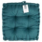 Coussin de sol velours bleu canard 40x40cm