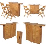 Mobilier de bistro 3pcs et chaises pliables bois de teck solide - ensemble de bar - mobilier de jardin ...