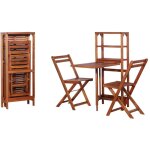Mobilier de bistro pliable 3 pcs bois d'acacia solide