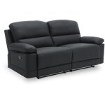 Mobilier deco - denys - canapé 3 places relax manuel simili cuir noir Mobilier deco - denys - canapé 3 places relax manuel simili cuir noir