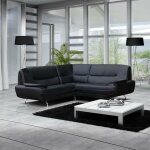 Mobilier deco - muza - canapé d'angle design en simili cuir noir Mobilier deco - muza - canapé d'angle design en simili cuir noir