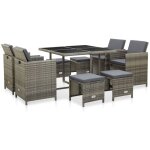 Nova - fimei mobilier à dîner de jardin 9pcs et coussins résine tressée gris Nova - fimei mobilier à dîner de jardin 9pcs et coussins résine tressée gris