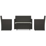 Salon de jardin avec coussins 4 pcs - mobilier de jardin - ensemble repas de jardin rsine tresse noir ...