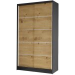 Mobilier1 - armoire closico 167, noir + chne artisan, 200x100x58cm, portes d'armoire: coulissantes, ...