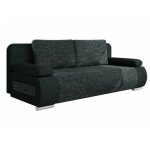 Mobilier1 - canapé convertible 3 places hemi en tissu et simili cuir noir et gris Mobilier1 - canapé convertible 3 places hemi en tissu et simili cuir noir et gris