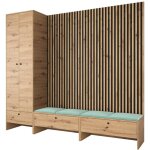 Mobilier1 - meuble d'entre hartford 484, chne artisan + manila 11, 206x230x44cm, stratifi, tapisserie, ...