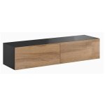 Mobilier1 - meuble tv venenou 125, noir + ch�ne wotan, le nombre de portes: 0, nombre de tiroirs: 0, ...