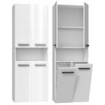 Hucoco - moby armoire de salle de bain avec deux paniers poignes minimalistes dimensions : 174x60x30 ...