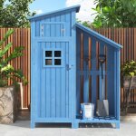 Modernluxe - abri de jardin en bois de sapin - remise  outils avec 2 tagres intgres - h 173 cm - ...