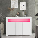 Modernluxe - buffet bas moserne - meuble d'appoint blanc brillant avec éclairage led et télécommande ... Modernluxe - buffet bas moserne - meuble d'appoint blanc brillant avec éclairage led et télécommande ...