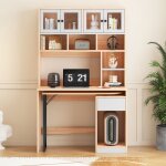 Bureau avec rangement multifonctionnel - bureau rotatif - naturel