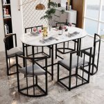 Modernluxe - ensemble table et 6 chaises - chaises avec coussin d'assise et dossier - noir
