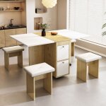 Ensemble table à manger avec 4 chaises - table pliante avec 2 tiroirs 1408075cm - en panneaux de particules ... Ensemble table à manger avec 4 chaises - table pliante avec 2 tiroirs 1408075cm - en panneaux de particules ...