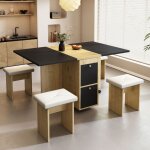 Ensemble table à manger avec 4 chaises - table pliante avec 2 tiroirs 1408075cm - en panneaux de particules ... Ensemble table à manger avec 4 chaises - table pliante avec 2 tiroirs 1408075cm - en panneaux de particules ...