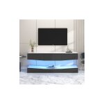Modernluxe - meuble tv suspendu 180cm avec trois tiroirs et �clairage led pour salon et bureau, noir