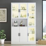 Vitrine avec clairage led - tagres avec 6 portes - h 200cm - blanc
