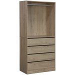 Sweeek - module dressing avec 4 tiroirs et 1 penderie naturel. panneaux stratifis
