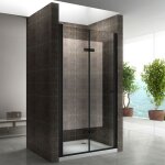 Saniverre - monablack porte de douche pliante h 195 cm noir largeur rglable de 76  80 cm verre transparent ...