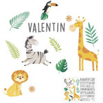 Autocollant mural pour enfants avec pr�nom savane