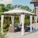 Mondeer tonnelle de jardin 3x4m, pavillon de jardin pour industrie lourde avec 6 rideaux lat�raux cadre ...
