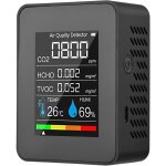 Moniteur de qualit� de l'air d�tecteur de co2 d'int�rieur 5 en 1 testeur de formald�hyde hcho tvoc testeur ...