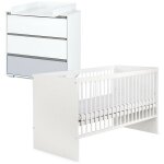Monmobilierdesign - dalia ensemble commode à langer + lit bébé évolutif blanc 120x60 Monmobilierdesign - dalia ensemble commode à langer + lit bébé évolutif blanc 120x60