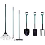 Monmobilierdesign - garden lot d'outils de jardinage pelle ronde + fourche  bcher + bche + rteau ...