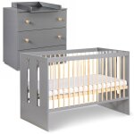 Monmobilierdesign - pauline ensemble commode à langer + lit bébé 120x60 cm gris / bois Monmobilierdesign - pauline ensemble commode à langer + lit bébé 120x60 cm gris / bois