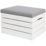 Monmobilierdesign - pouf coffre de rangement en bois blanc avec si�ge rembourr�