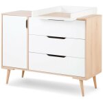 Monmobilierdesign - sofie commode  langer  tiroirs et tagres style scandinave blanc / bois