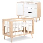 Monmobilierdesign - sofie ensemble commode � langer et lit b�b� style scandinave 120x60 h�tre