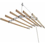 Monster - shop - etendoir � linge suspendu de 1, 4 m�tre, 6 lattes en pin verniss�s, supports en fonte ...