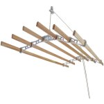 Monster - shop - etendoir  linge suspendu de 2. 4 mtre, 6 lattes en pin vernisss, supports en fonte ...