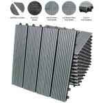 Monstershop - 99 dalle bois composite gris wpc pour recouvrir 9m� 30cmx30 cm clipsable rev�tement ext�rieur ...